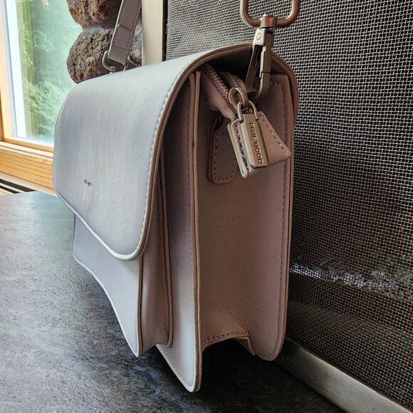 Pixie Mood Pale Gray/Off White Leather Flap-Over Crossbody Bag - Picture 6 of 16